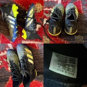 Boys Adidas Predator Soccer Cleats size 3.5 black blue
